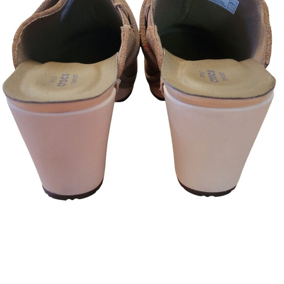 Crocs Slip On Heeled Clogs Mules 6 Brown Suede Leather SARAH - Picture 5 of 8